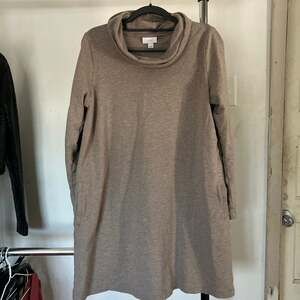 Pure Jill Soft-Touch Cotton Cowl-Neck Long Sleeve Dress with Pockets